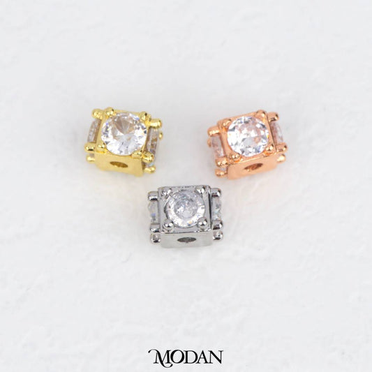 Mini Sparkling Cube Single Zirconia DIY Beads Charm Manik Dadu Kotak Hypoallergenic Gold Filled