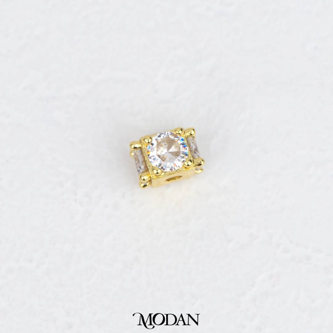 Mini Sparkling Cube Single Zirconia DIY Beads Charm Manik Dadu Kotak Hypoallergenic Gold Filled