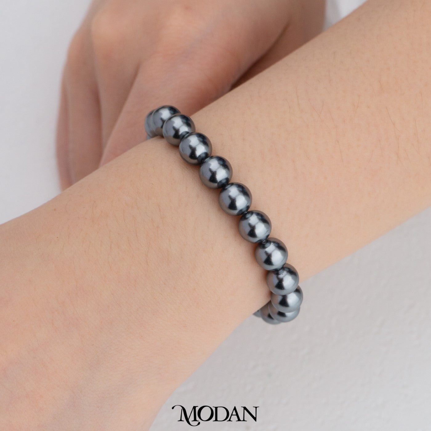 (19.2cm) Simple Black Shell Pearl Bracelet Gelang Mutiara Hypoallergenic Gold Filled