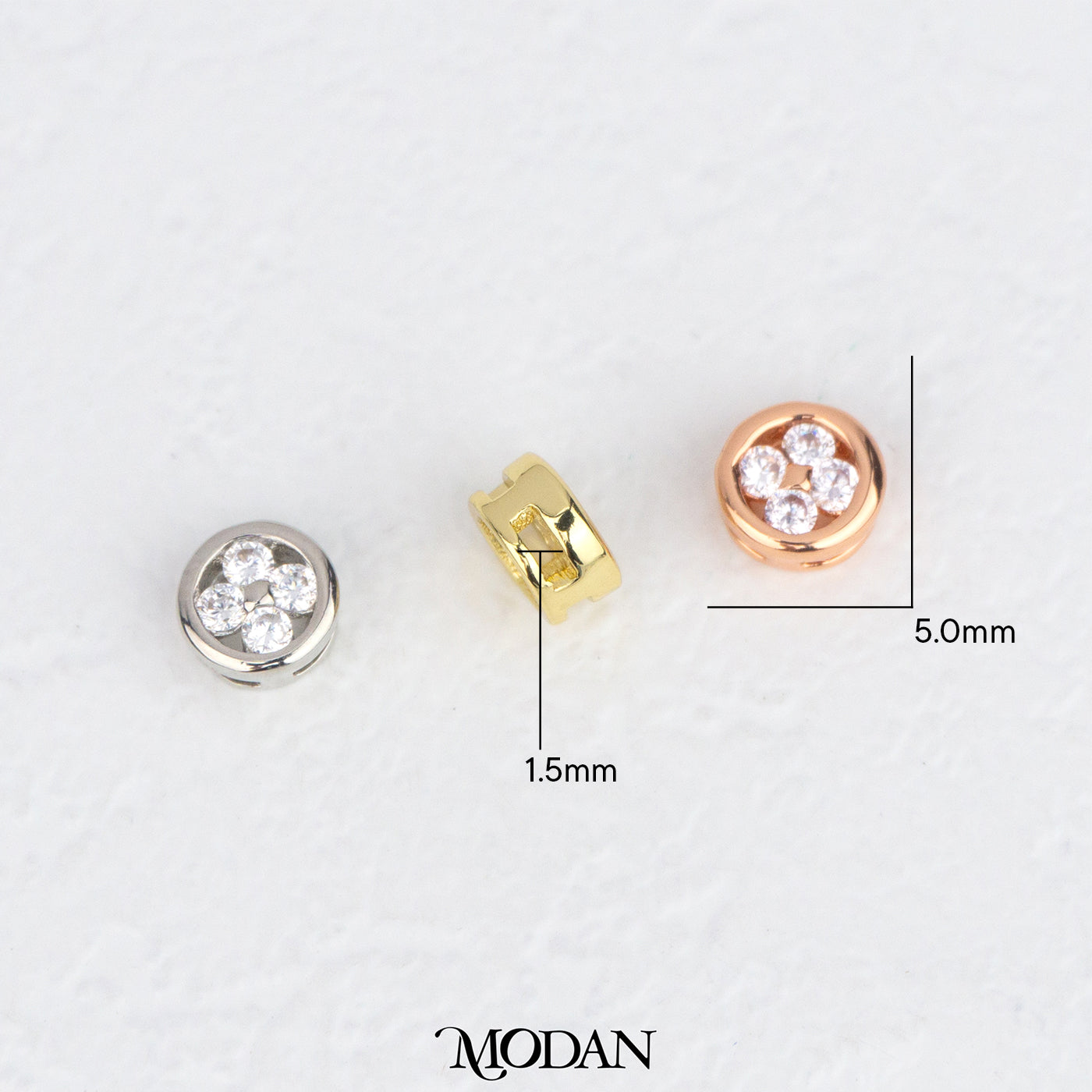 Mini Cute Flower Round Shaped Zirconia DIY Beads Charm Manik Bunga Bulat Kecil Hypoallergenic Gold Filled