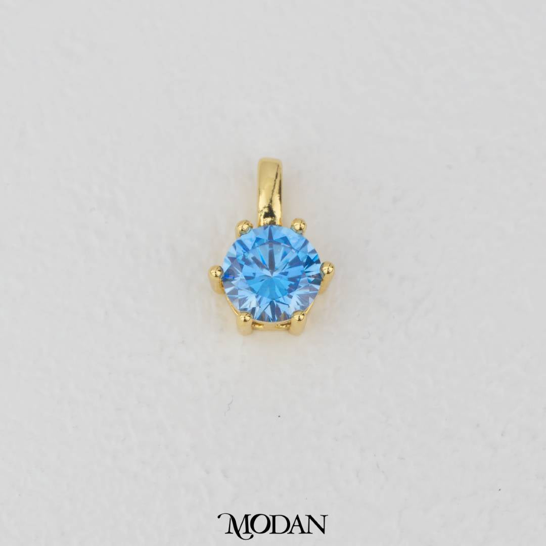 Golden Birthstone Colorful Solitaire Pendant DIY Pendant Liontin Bulan Lahir Hypoallergenic Gold Plated