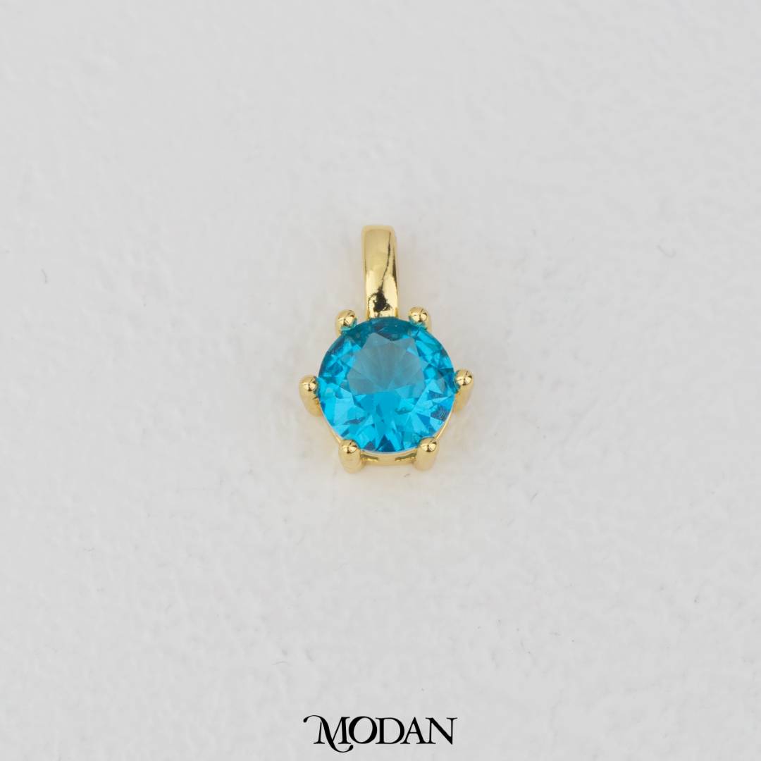 Golden Birthstone Colorful Solitaire Pendant DIY Pendant Liontin Bulan Lahir Hypoallergenic Gold Plated
