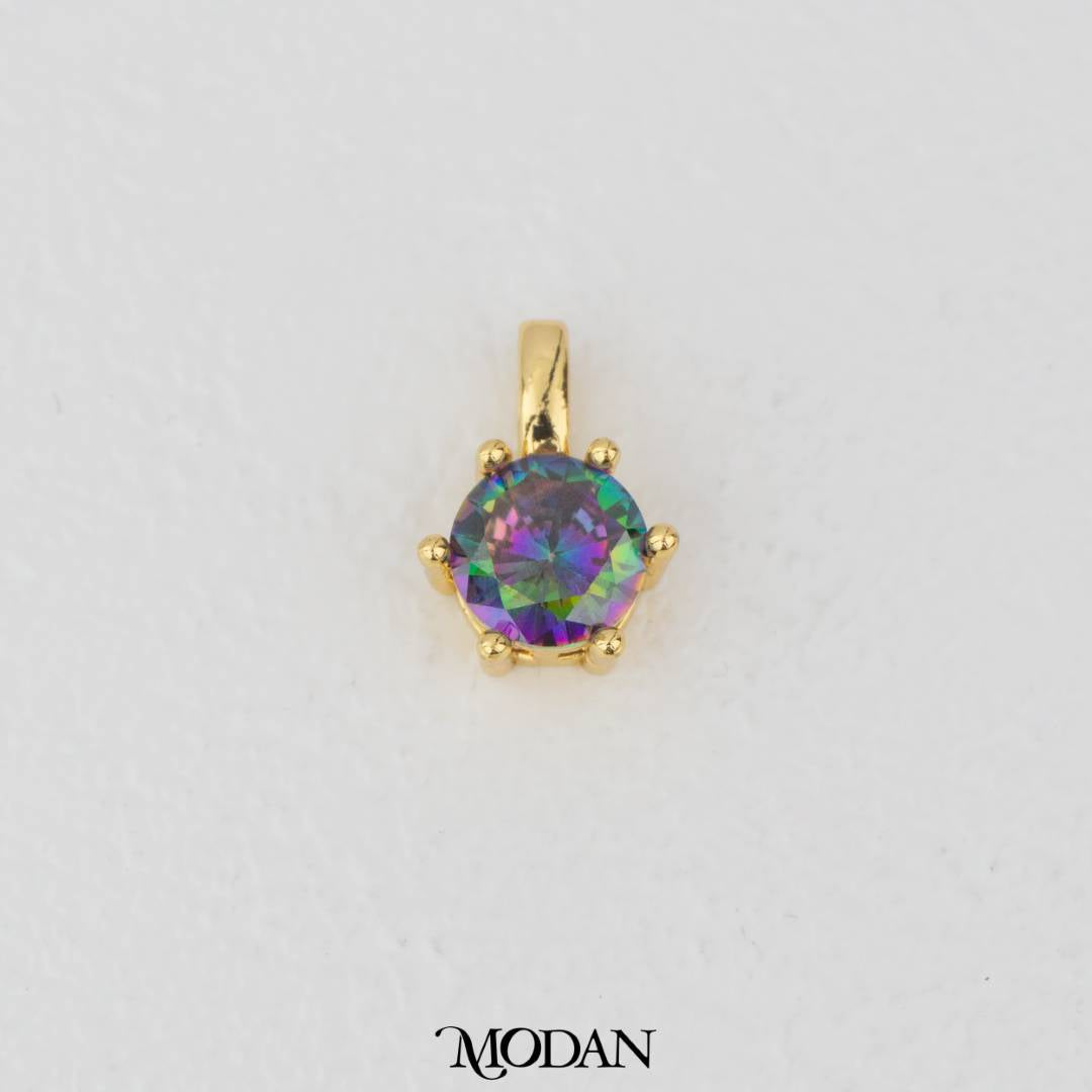 Golden Birthstone Colorful Solitaire Pendant DIY Pendant Liontin Bulan Lahir Hypoallergenic Gold Plated