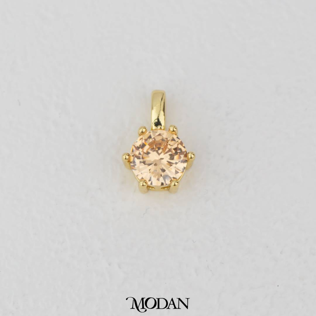 Golden Birthstone Colorful Solitaire Pendant DIY Pendant Liontin Bulan Lahir Hypoallergenic Gold Plated