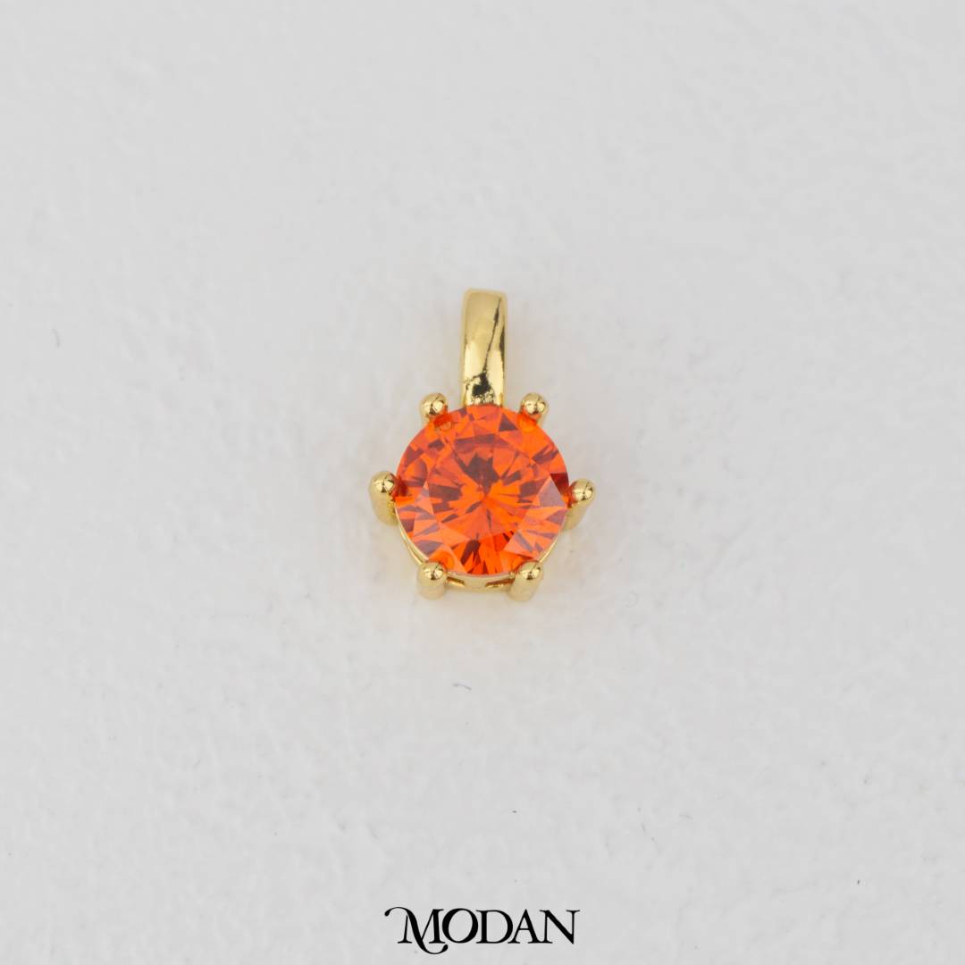Golden Birthstone Colorful Solitaire Pendant DIY Pendant Liontin Bulan Lahir Hypoallergenic Gold Plated