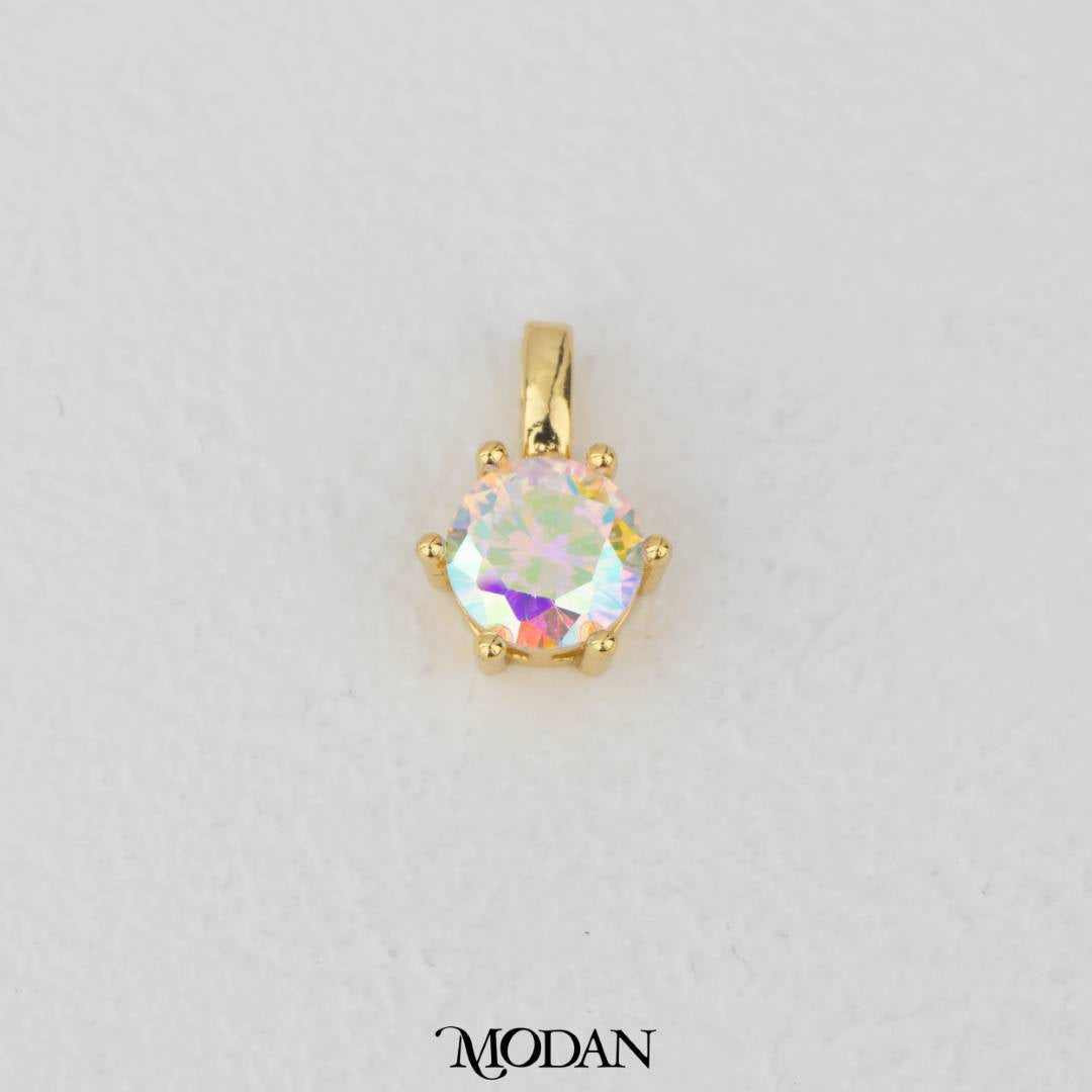 Golden Birthstone Colorful Solitaire Pendant DIY Pendant Liontin Bulan Lahir Hypoallergenic Gold Plated
