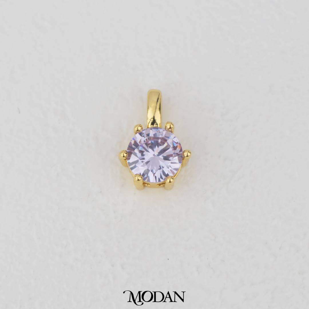 Golden Birthstone Colorful Solitaire Pendant DIY Pendant Liontin Bulan Lahir Hypoallergenic Gold Plated