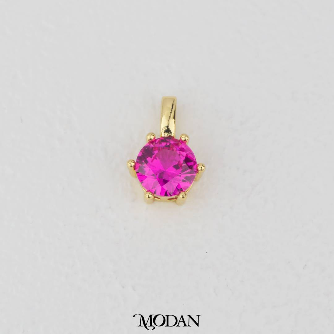 Golden Birthstone Colorful Solitaire Pendant DIY Pendant Liontin Bulan Lahir Hypoallergenic Gold Plated