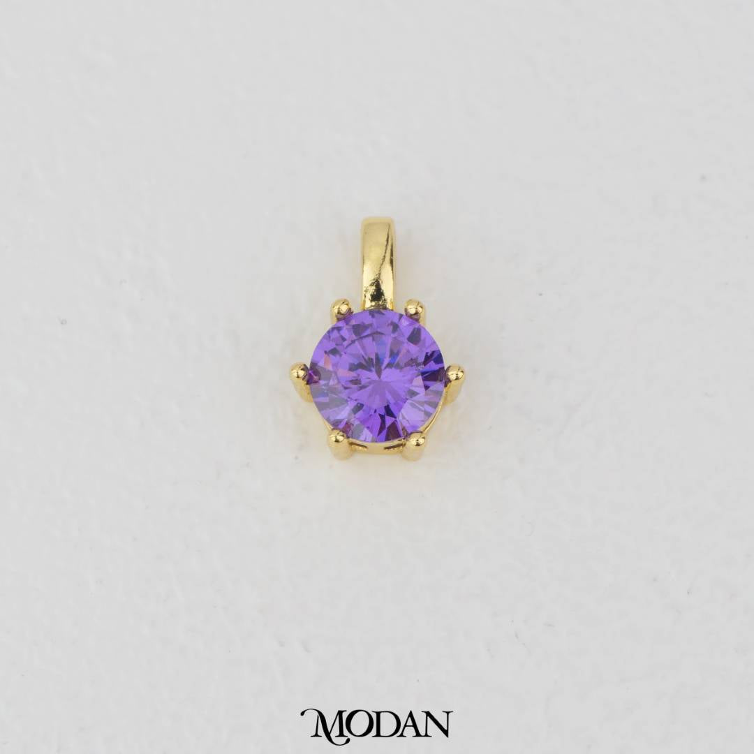 Golden Birthstone Colorful Solitaire Pendant DIY Pendant Liontin Bulan Lahir Hypoallergenic Gold Plated