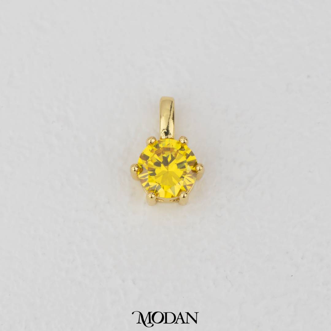 Golden Birthstone Colorful Solitaire Pendant DIY Pendant Liontin Bulan Lahir Hypoallergenic Gold Plated
