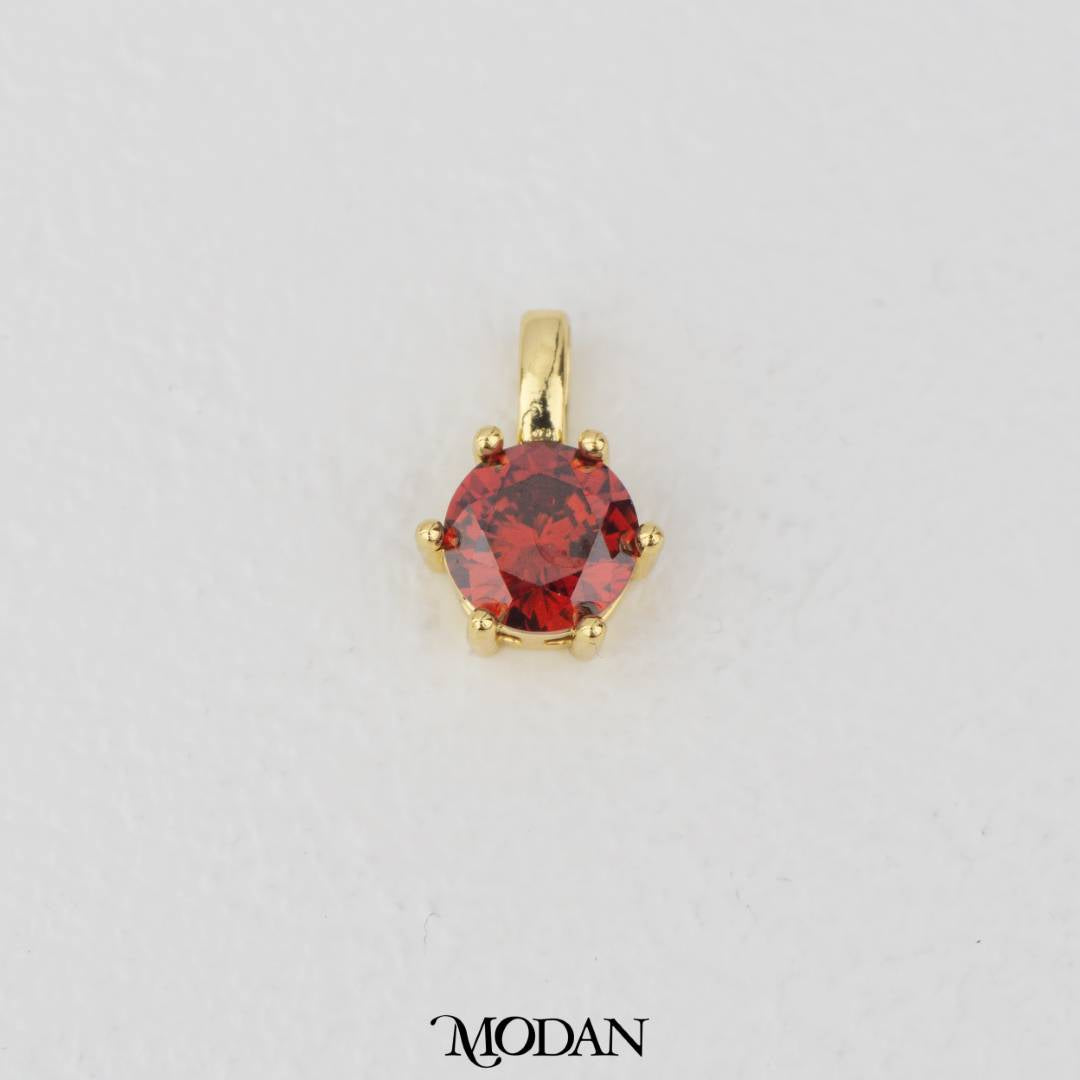 Golden Birthstone Colorful Solitaire Pendant DIY Pendant Liontin Bulan Lahir Hypoallergenic Gold Plated