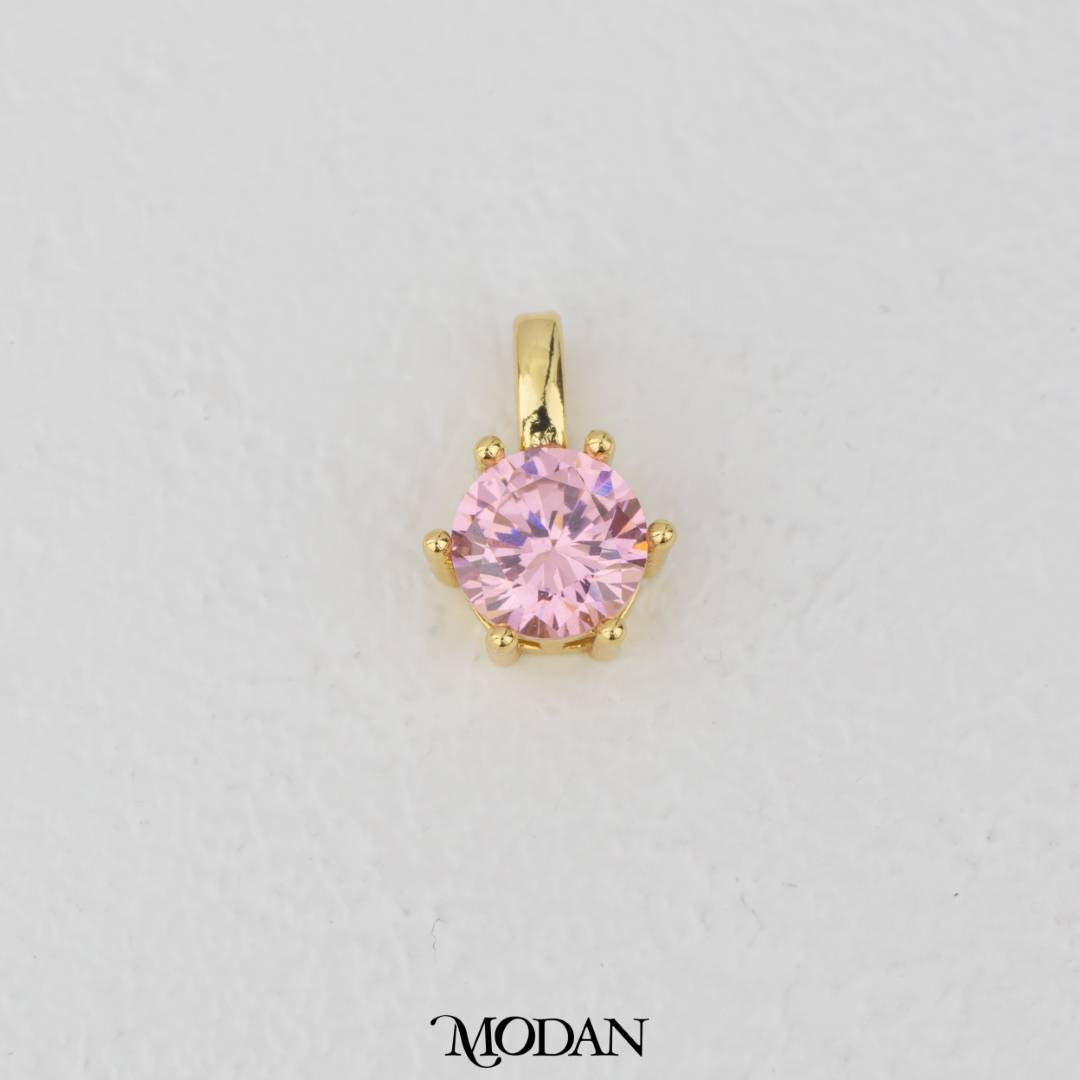 Golden Birthstone Colorful Solitaire Pendant DIY Pendant Liontin Bulan Lahir Hypoallergenic Gold Plated