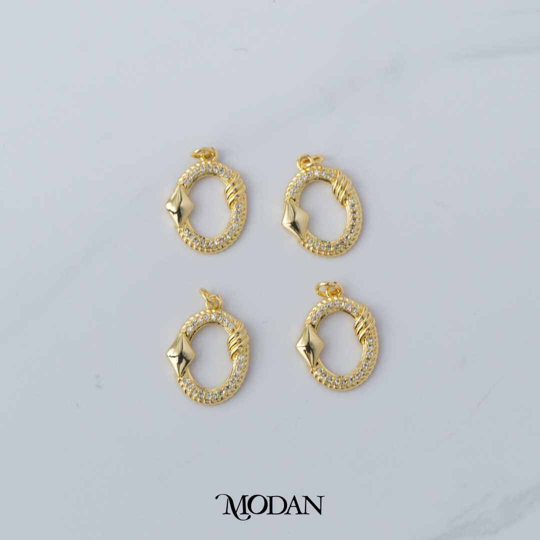 Oval Twisted Diamond Card DIY Charm Liontin Kartu Remi Oval Hypoallergenic Gold Filled