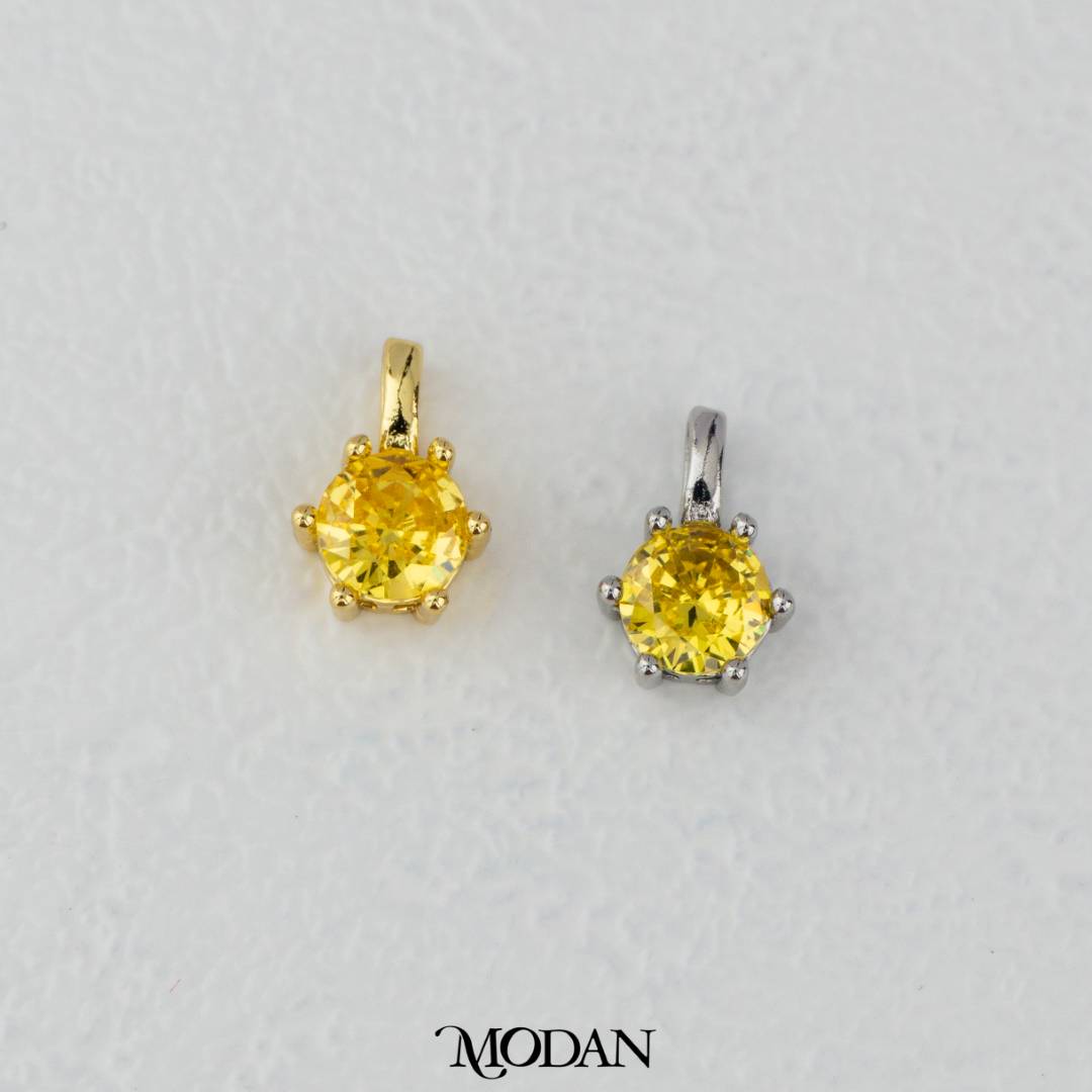 Birthstone Colorful Pendant DIY Pendant Liontin Bulan Lahir 6sisi Hypoallergenic Gold Filled