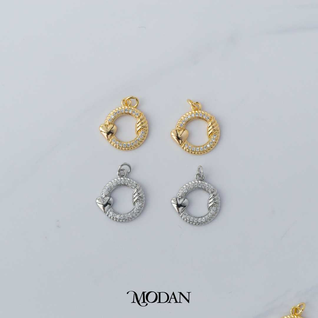 Round Heart Twisted Diamond Card DIY Charm Liontin Hati Kartu Hypoallergenic Gold Filled