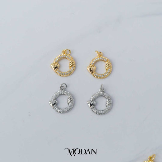 Round Heart Twisted Diamond Card DIY Charm Liontin Hati Kartu Hypoallergenic Gold Filled