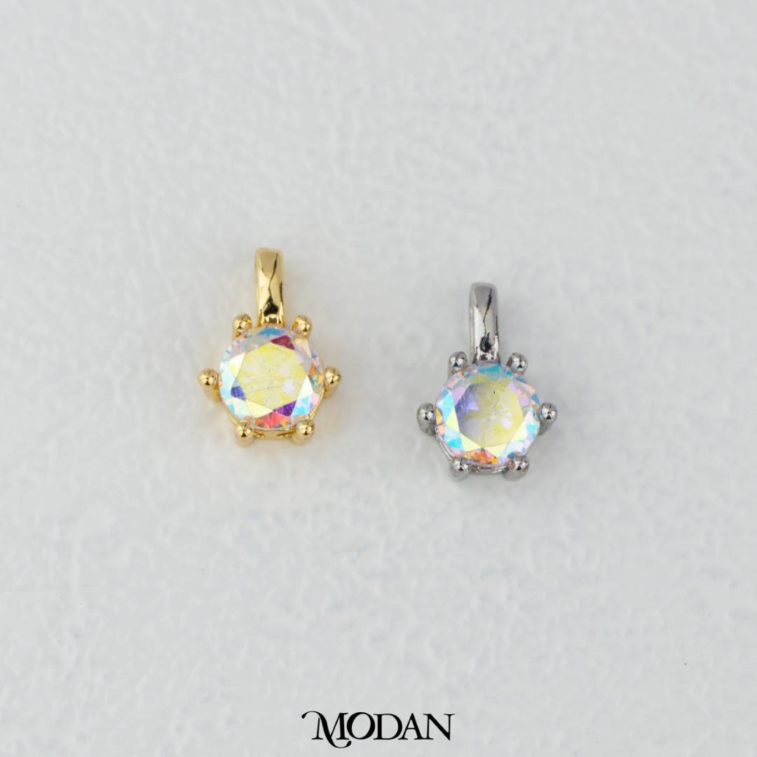 Birthstone Colorful Pendant DIY Pendant Liontin Bulan Lahir 6sisi Hypoallergenic Gold Filled