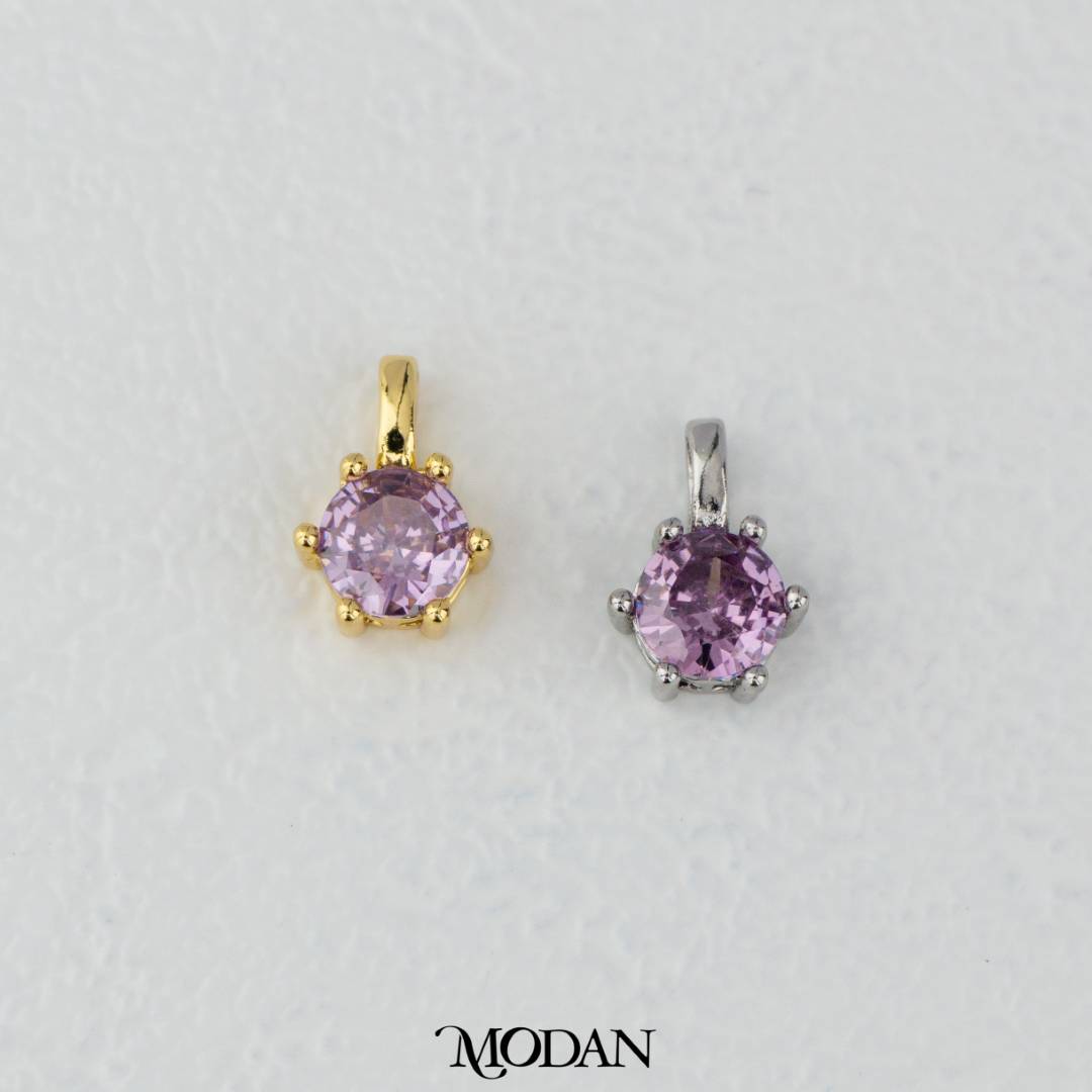 Birthstone Colorful Pendant DIY Pendant Liontin Bulan Lahir 6sisi Hypoallergenic Gold Filled