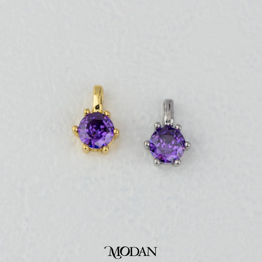 Birthstone Colorful Pendant DIY Pendant Liontin Bulan Lahir 6sisi Hypoallergenic Gold Filled