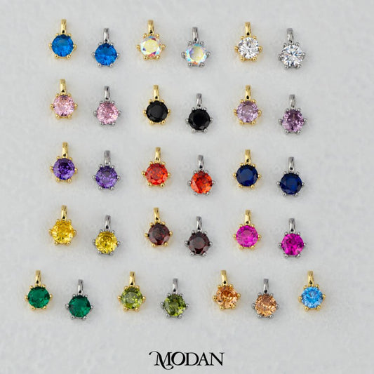 Birthstone Colorful Pendant DIY Pendant Liontin Bulan Lahir 6sisi Hypoallergenic Gold Filled