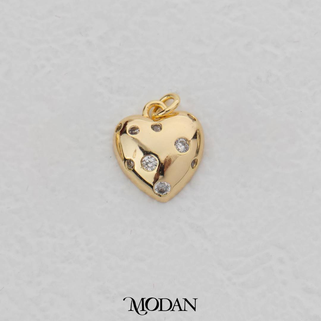 Twisted Card Dotted Heart DIY Charm Liontin Hati Hypoallergenic Gold Plated