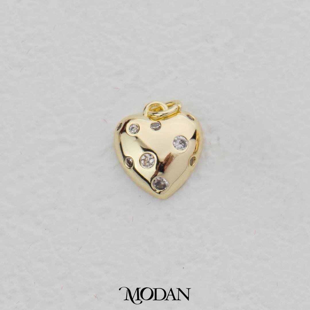 Twisted Card Dotted Heart DIY Charm Liontin Hati Hypoallergenic Gold Plated