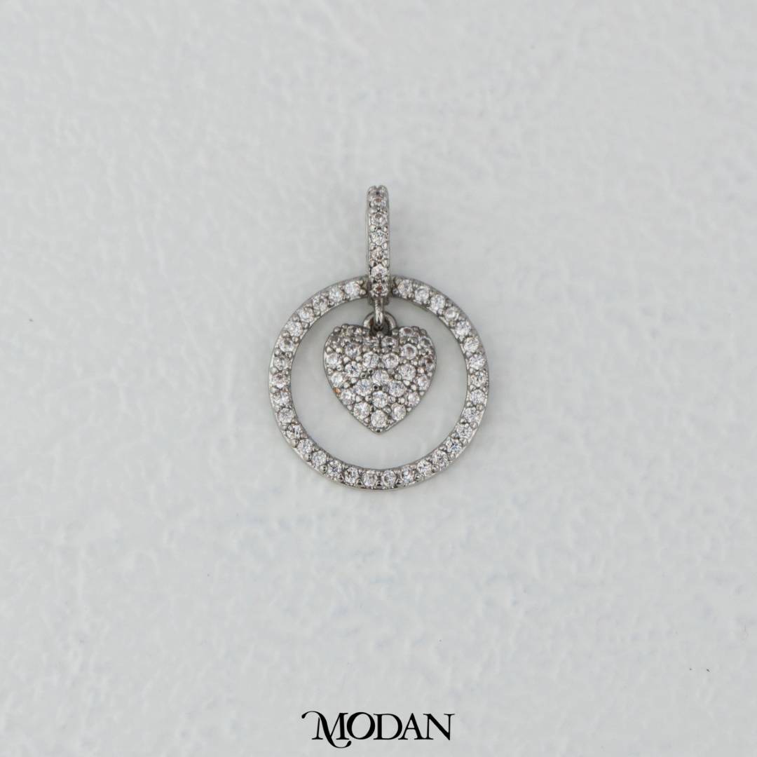 Sparkling Round Love Heart Dangle Pendant DIY Pendant Liontin Hati Bulat Hypoallergenic Gold Filled