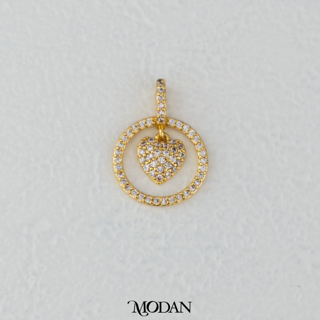 Sparkling Round Love Heart Dangle Pendant DIY Pendant Liontin Hati Bulat Hypoallergenic Gold Filled