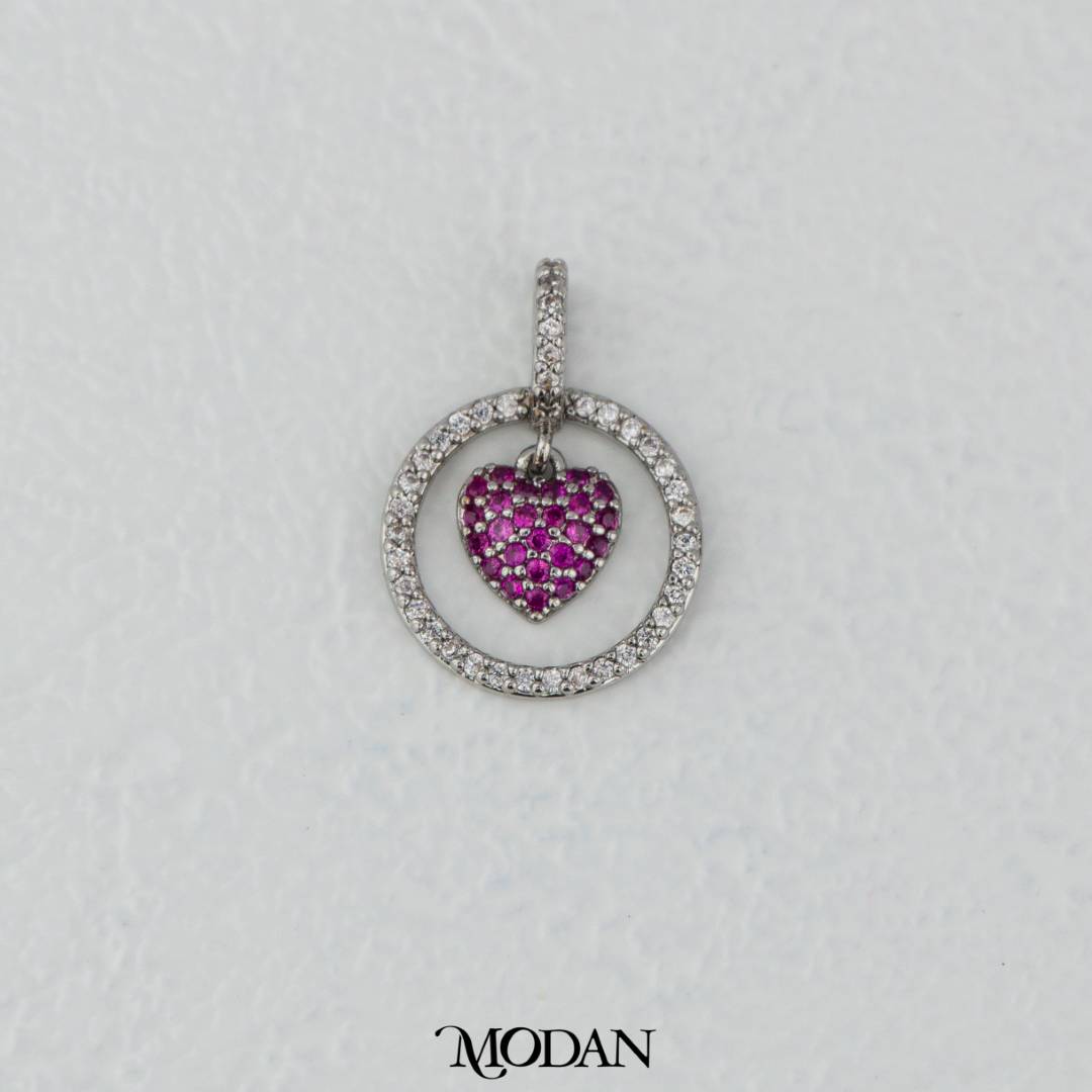Sparkling Round Love Heart Dangle Pendant DIY Pendant Liontin Hati Bulat Hypoallergenic Gold Filled