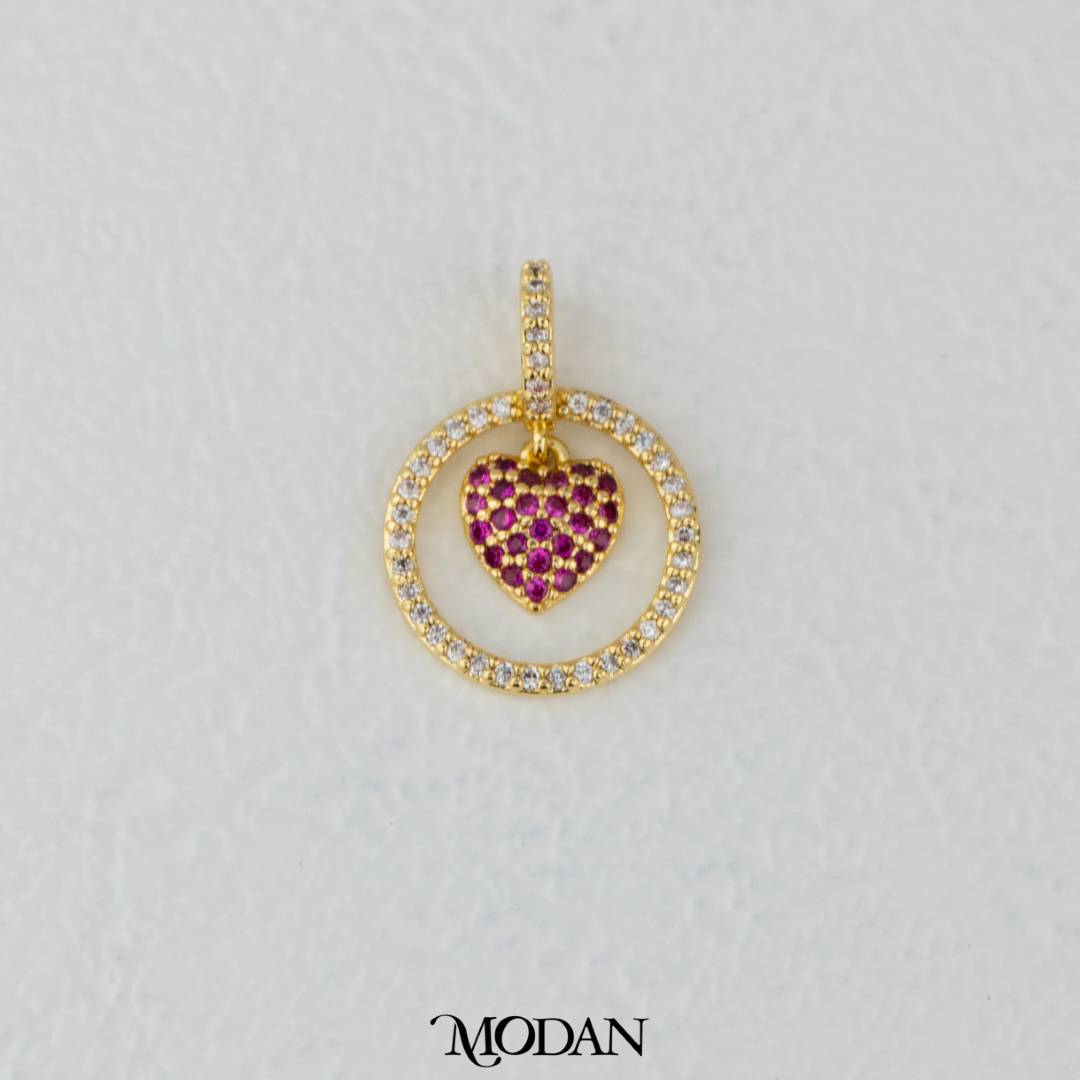 Sparkling Round Love Heart Dangle Pendant DIY Pendant Liontin Hati Bulat Hypoallergenic Gold Filled