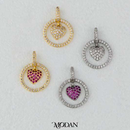 Sparkling Round Love Heart Dangle Pendant DIY Pendant Liontin Hati Bulat Hypoallergenic Gold Filled