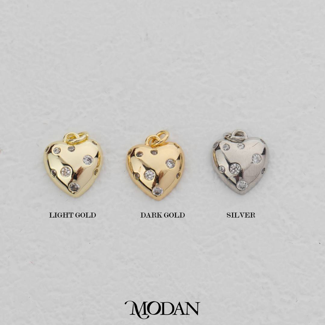 Twisted Card Dotted Heart DIY Charm Liontin Hati Hypoallergenic Gold Plated