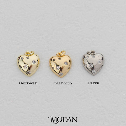 Twisted Card Dotted Heart DIY Charm Liontin Hati Hypoallergenic Gold Plated
