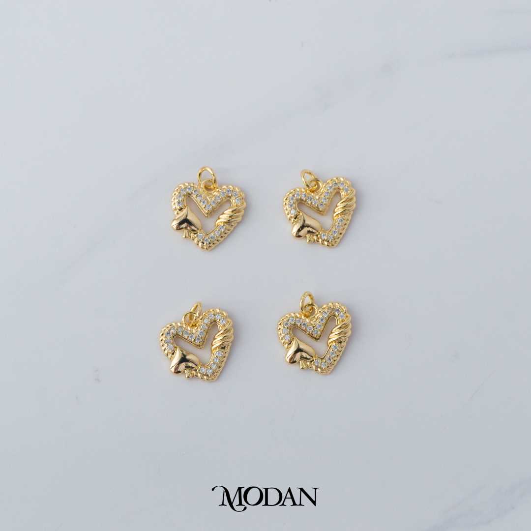 Diamond Heart Casino Geometric Charm DIY Charm Liontin Gelang Kalung Hati Wajik Hypoallergenic Gold Filled