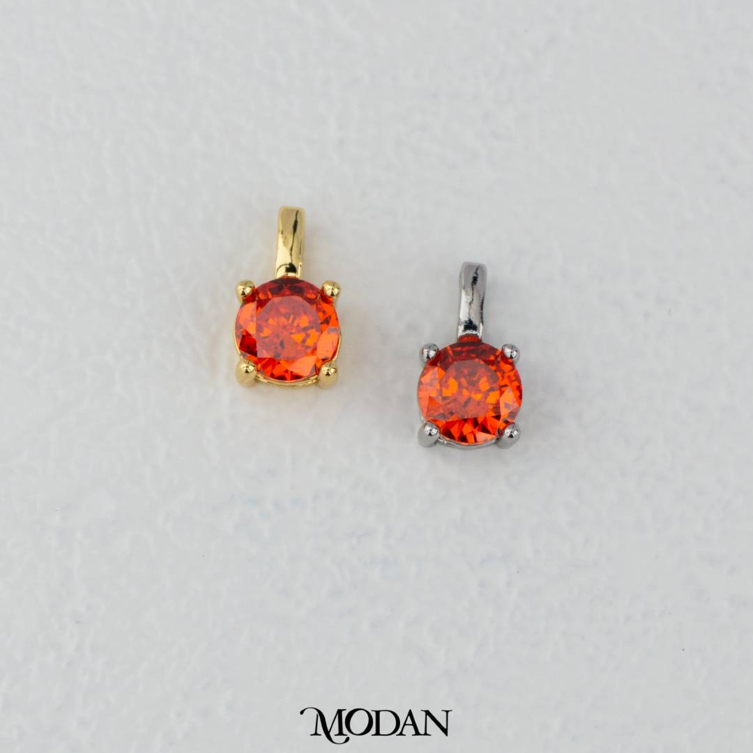 Colorful Round Birthstone Pendant DIY Pendant Liontin Bulan Lahir 4sisi Hypoallergenic Gold Filled