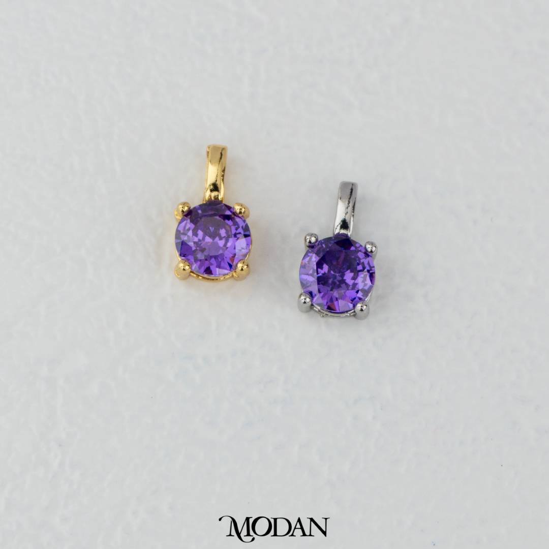 Colorful Round Birthstone Pendant DIY Pendant Liontin Bulan Lahir 4sisi Hypoallergenic Gold Filled
