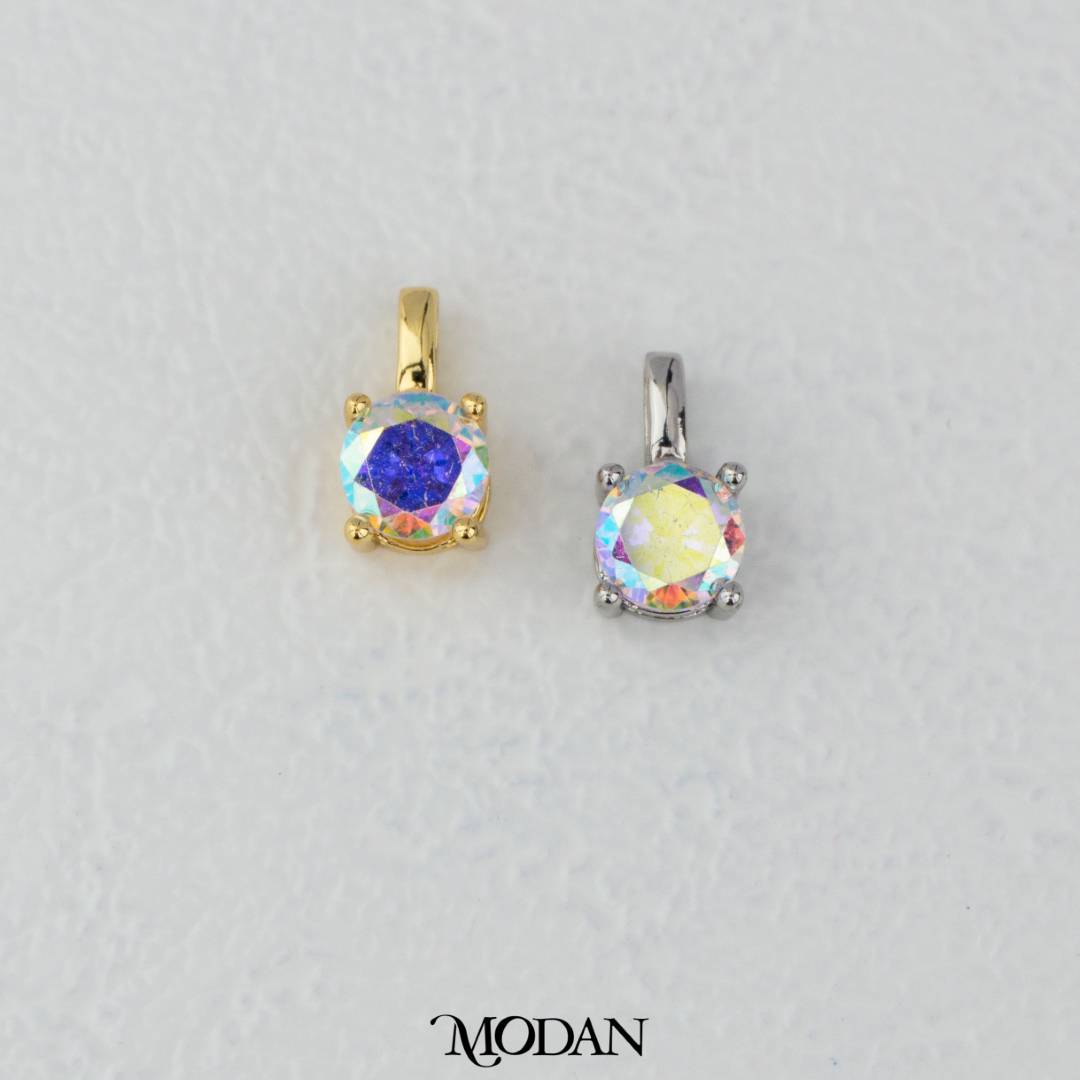 Colorful Round Birthstone Pendant DIY Pendant Liontin Bulan Lahir 4sisi Hypoallergenic Gold Filled