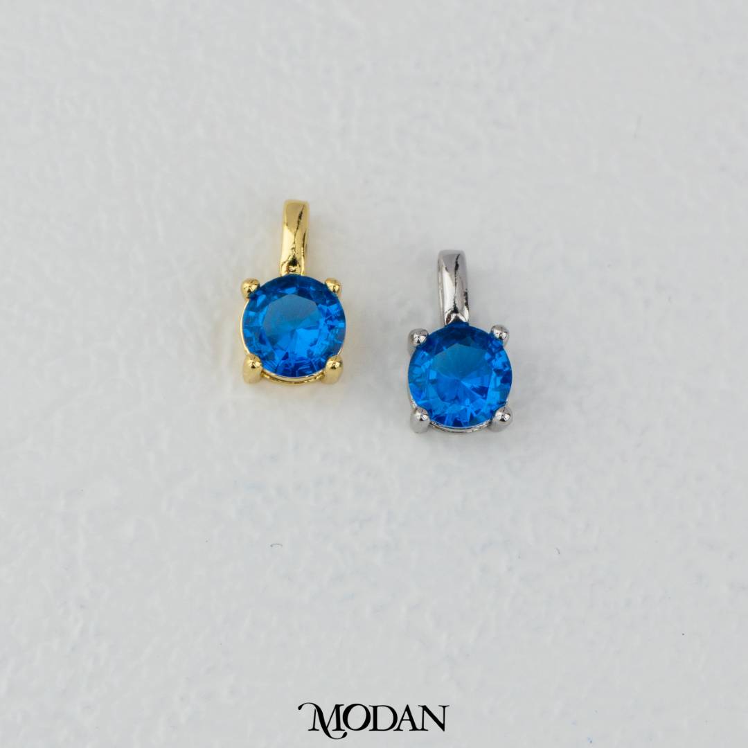 Colorful Round Birthstone Pendant DIY Pendant Liontin Bulan Lahir 4sisi Hypoallergenic Gold Filled