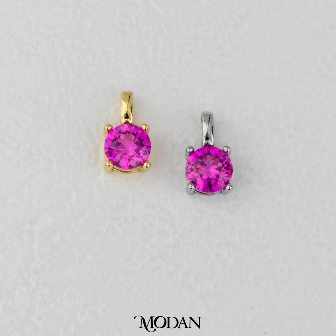 Colorful Round Birthstone Pendant DIY Pendant Liontin Bulan Lahir 4sisi Hypoallergenic Gold Filled