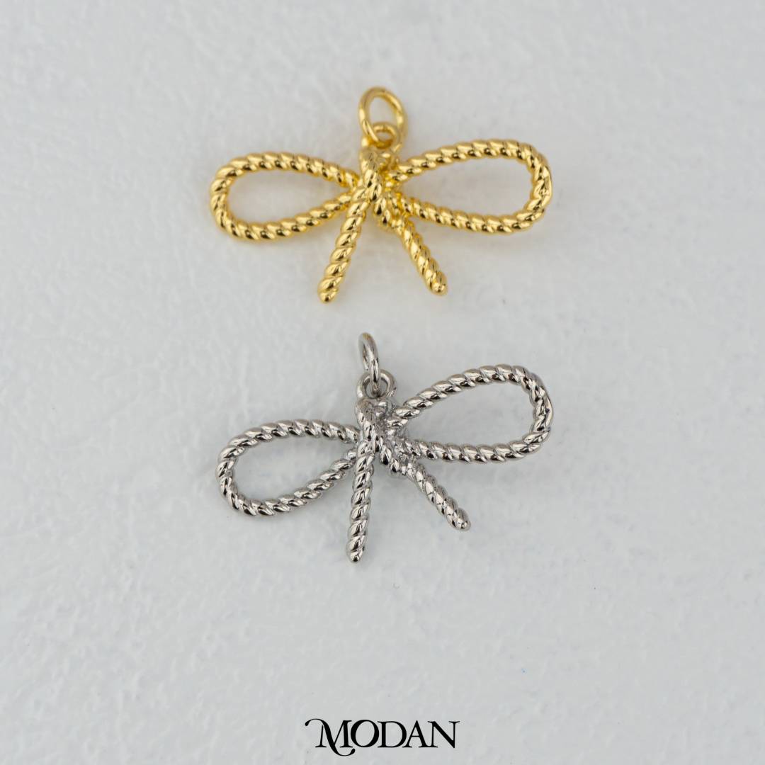Textured Korean Ribbon Pendant DIY Pendant Liontin Pita Korea Hypoallergenic Gold Filled