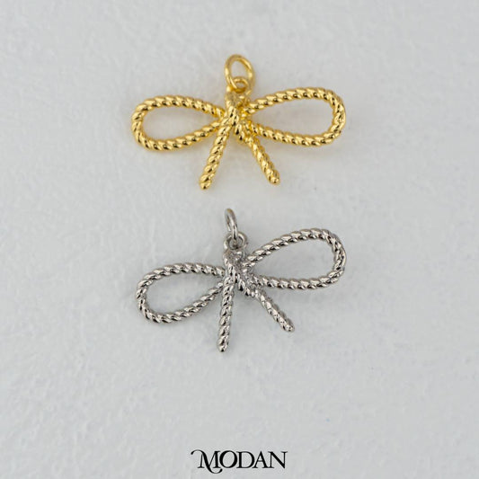 Textured Korean Ribbon Pendant DIY Pendant Liontin Pita Korea Hypoallergenic Gold Filled