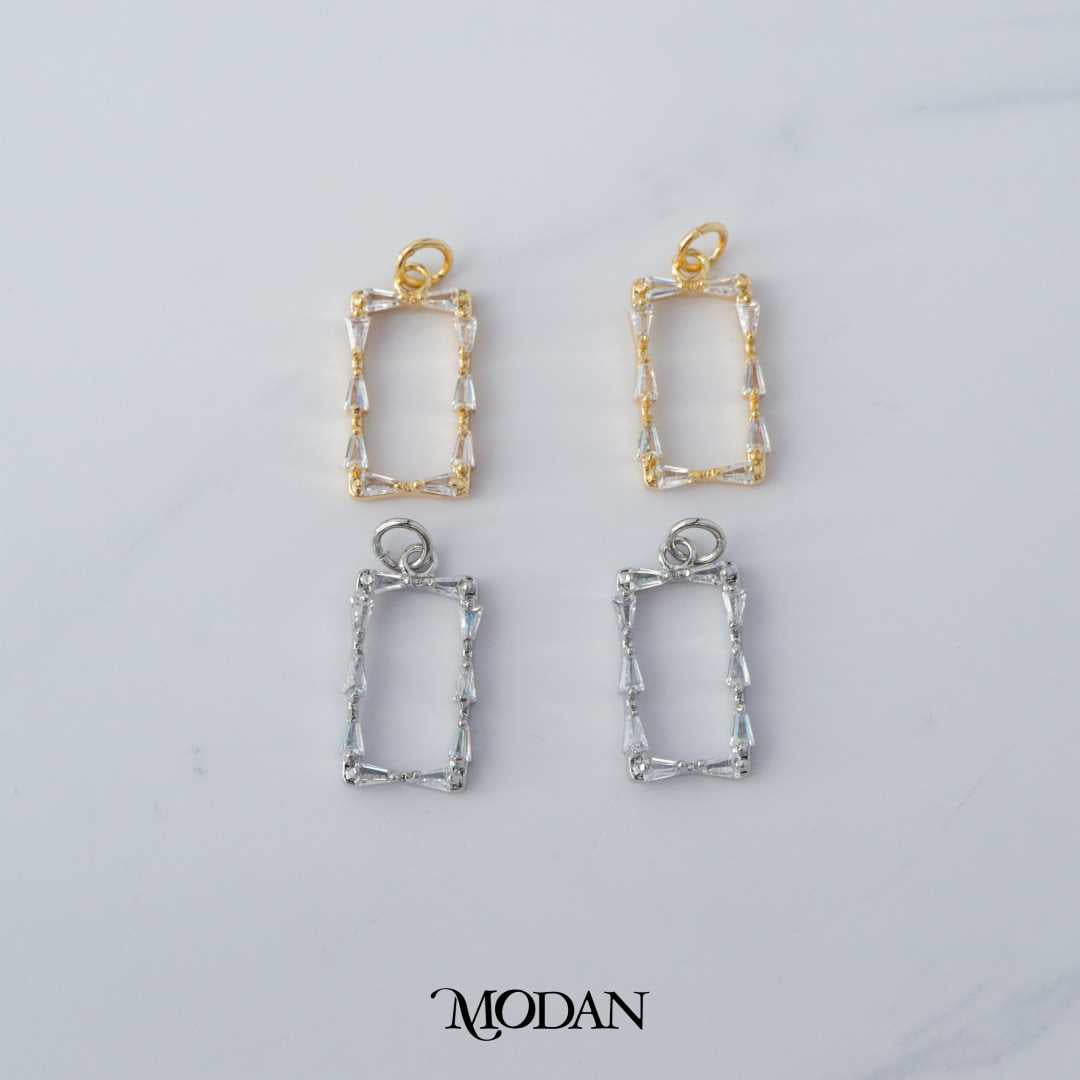 Baguette Open Frame DIY Liontin Bingkai Berlian Hypoallergenic Gold Plated