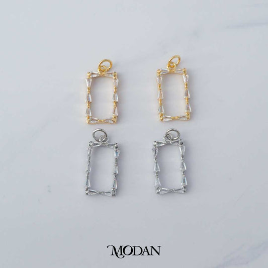 Baguette Open Frame DIY Liontin Bingkai Berlian Hypoallergenic Gold Plated