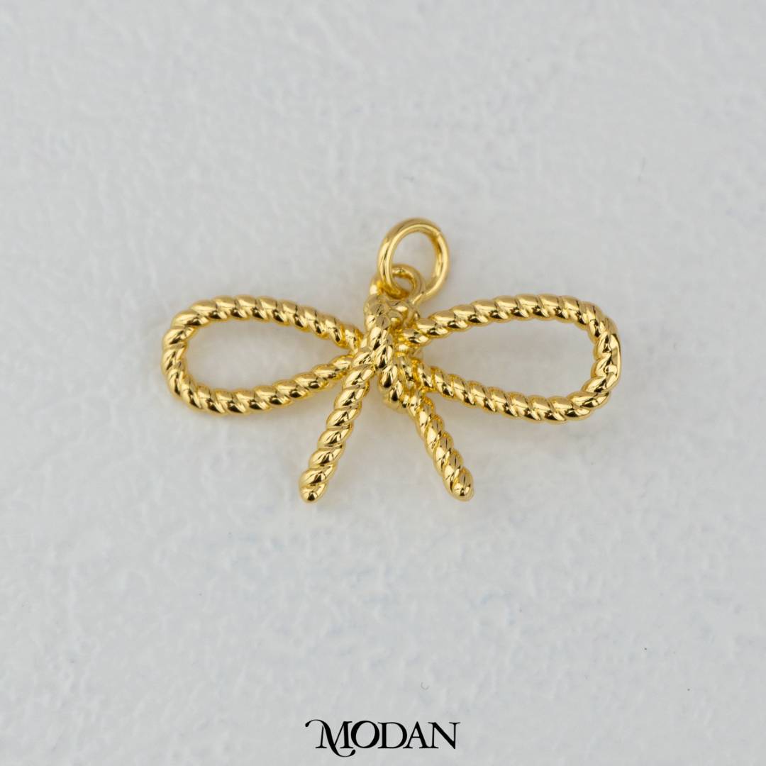 Textured Korean Ribbon Pendant DIY Pendant Liontin Pita Korea Hypoallergenic Gold Filled