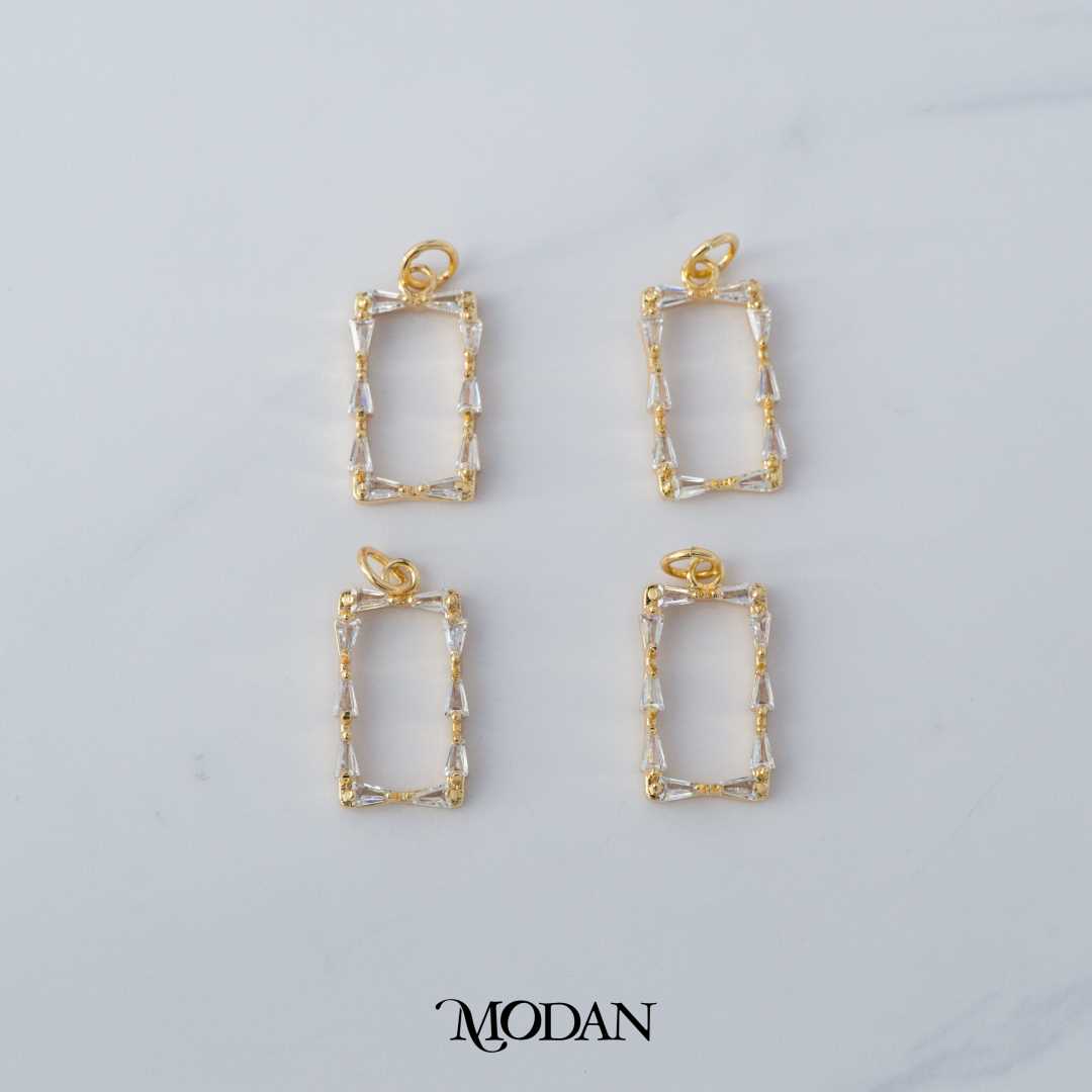 Baguette Open Frame DIY Liontin Bingkai Berlian Hypoallergenic Gold Plated