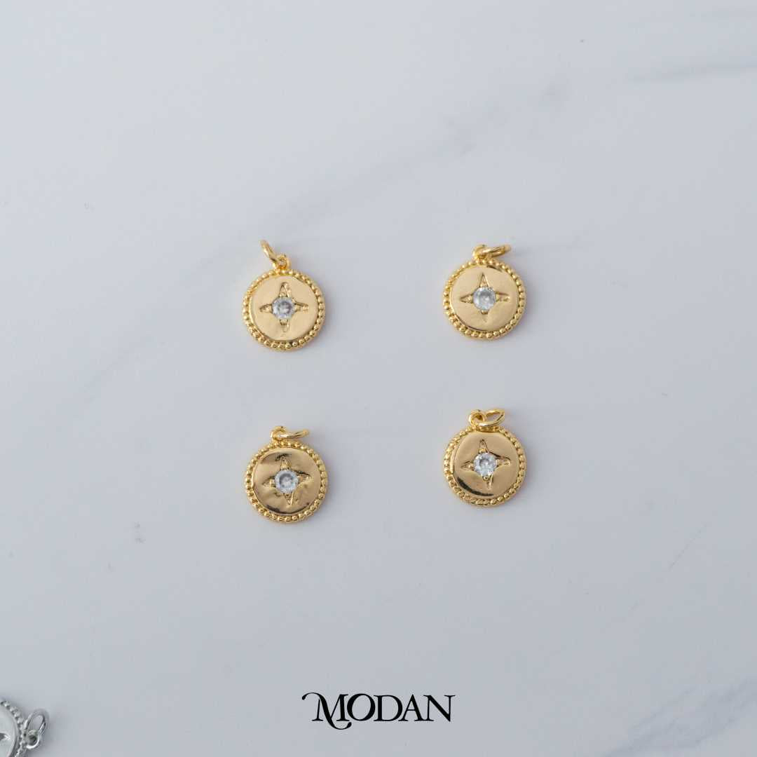 Mini Star Braided Round DIY Charm Liontin Berlian Bintang Kecil Bulat Hypoallergenic Gold Filled