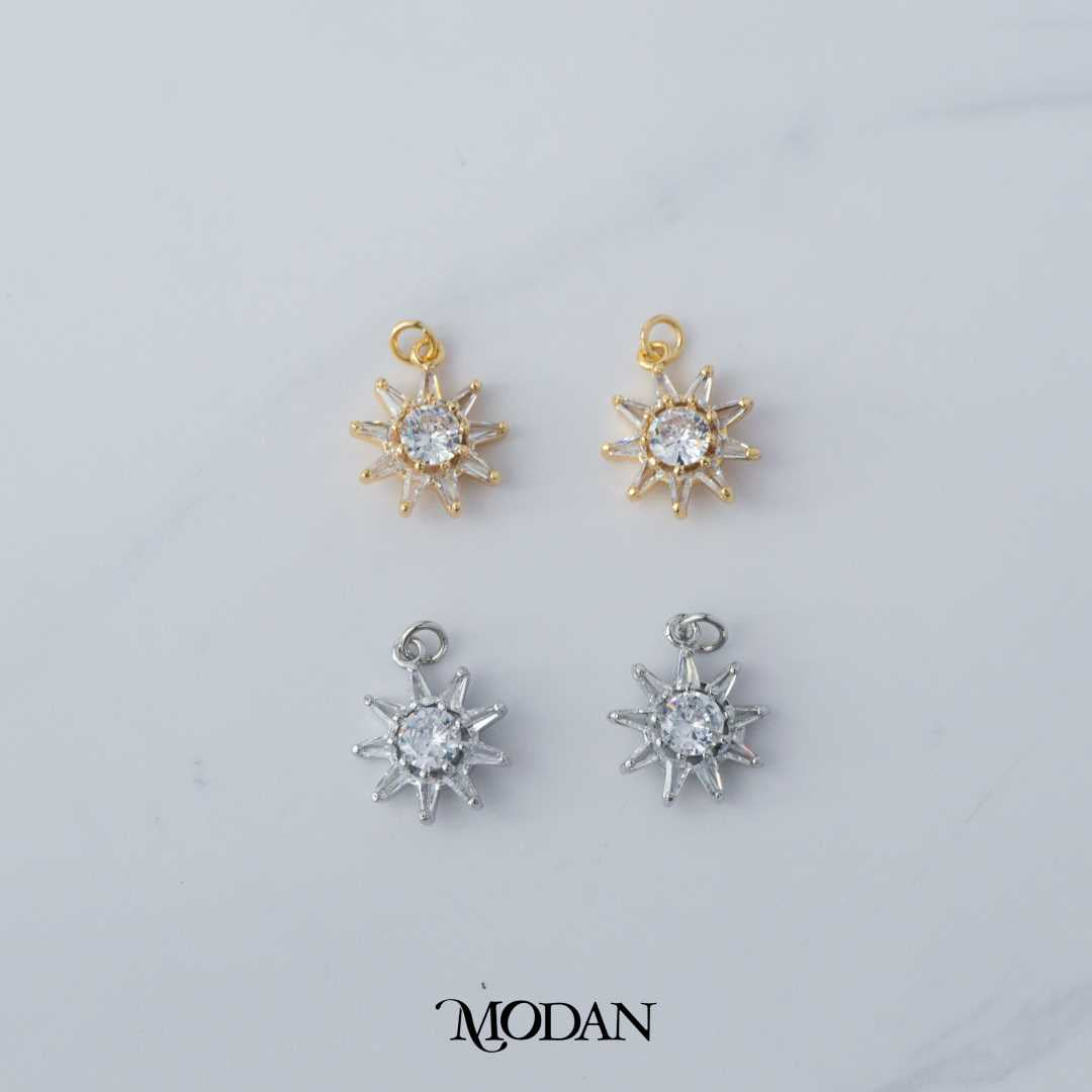 Celestial Sun Star Round Triangle DIY Charm Liontin Matahari Bintang Bulat Hypoallergenic Gold Filled