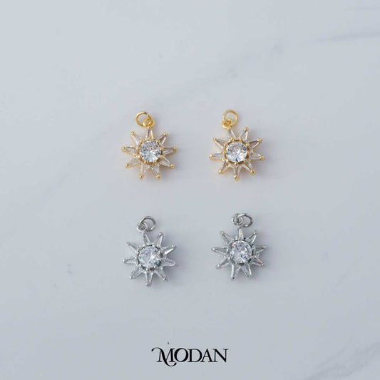 Celestial Sun Star Round Triangle DIY Charm Liontin Matahari Bintang Bulat Hypoallergenic Gold Filled
