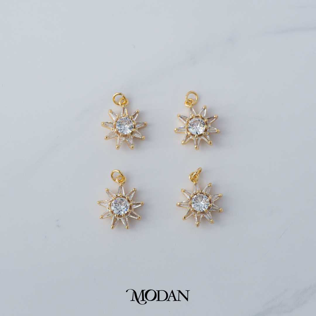 Celestial Sun Star Round Triangle DIY Charm Liontin Matahari Bintang Bulat Hypoallergenic Gold Filled