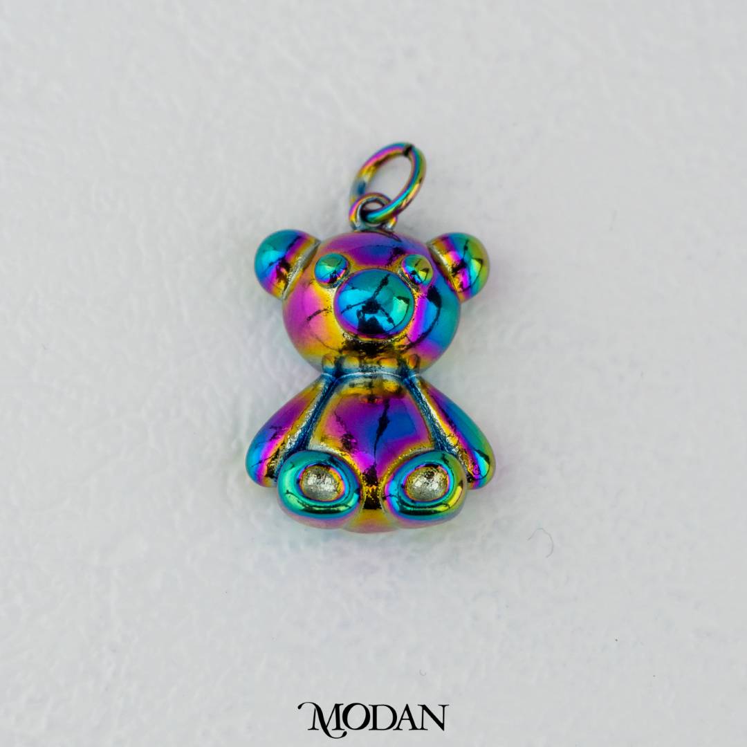 3D Rainbow Teddy Bear Pendant DIY Pendant Liontin Beruang Berwarna Hypoallergenic Gold Filled